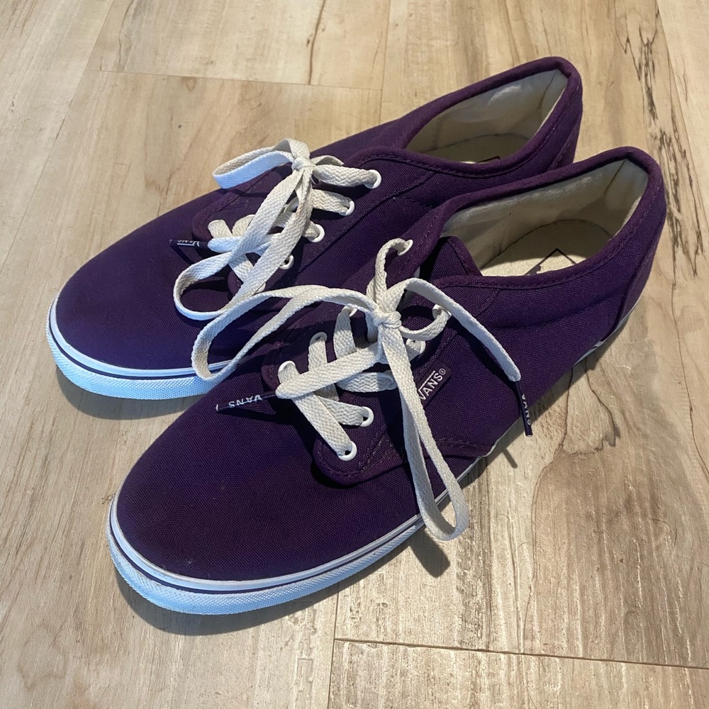 Vans Purple Canvas Low-Top Sneakers with White Laces